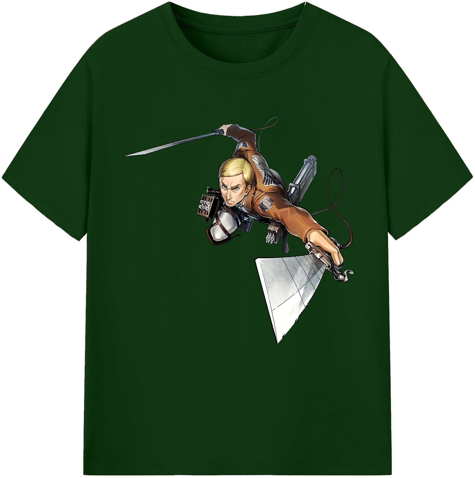 （画像用） 進撃の巨人 エルヴィン・スミス Attack on Titan Erwin Smith 綿100％半袖Tシャツ（フロントプリント）